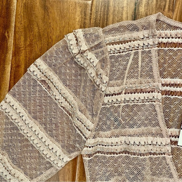 Zara Knit & Lace Wrap Dress Long Blush Pink Semi-Sheer V-Neck Size Small - Picture 15 of 16